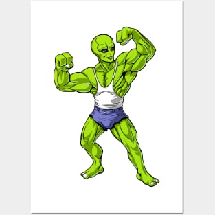 Space Alien Fitness Bodybuilding Posters and Art